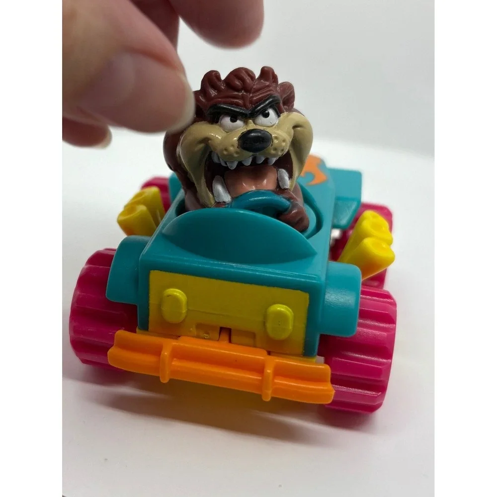 Warner Bros Taz Car Toy 1992 Looney Tunes‎ Pull Back Racer head spins Tasmanian